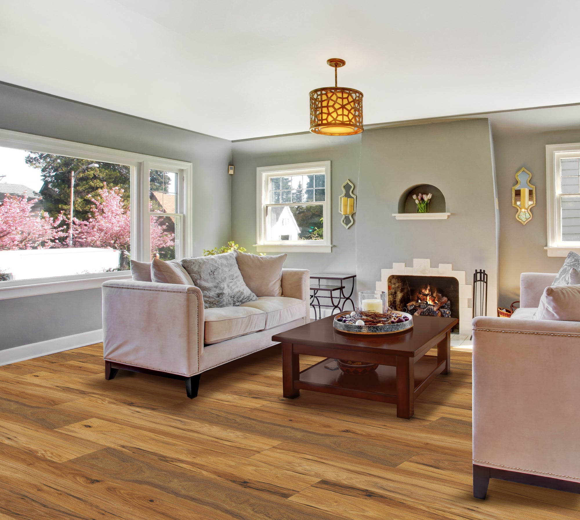 Gunstock flooring, shown in a room