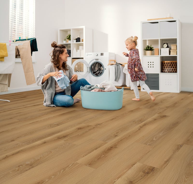 Saratoga Tan flooring in a room