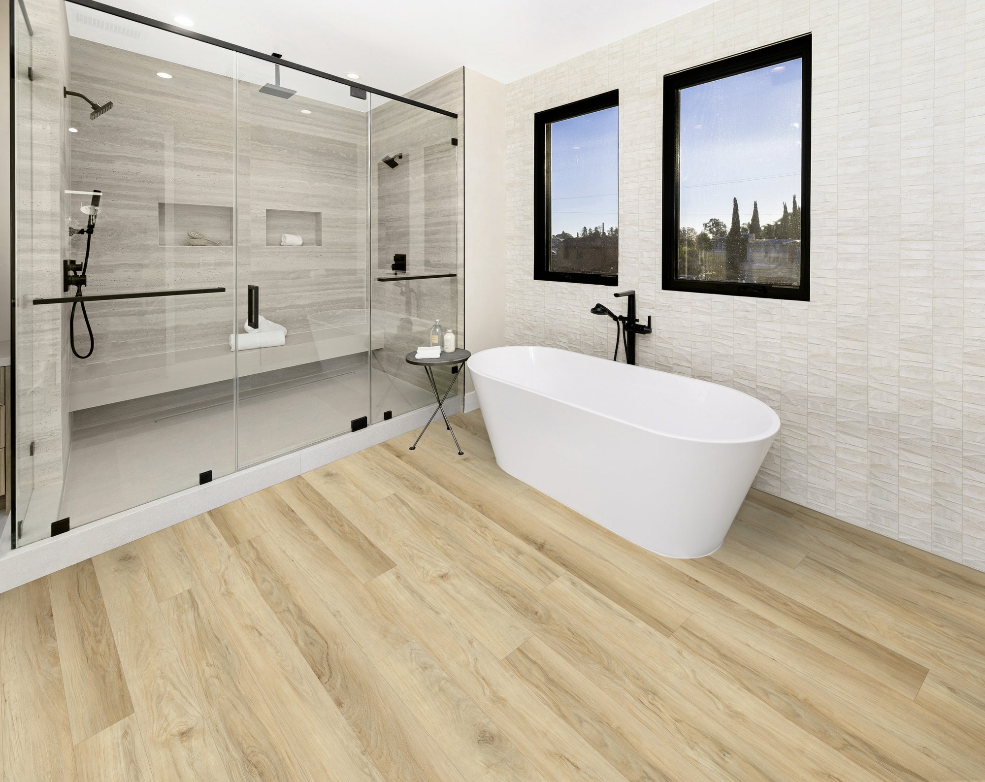 Shell flooring, shown in a room