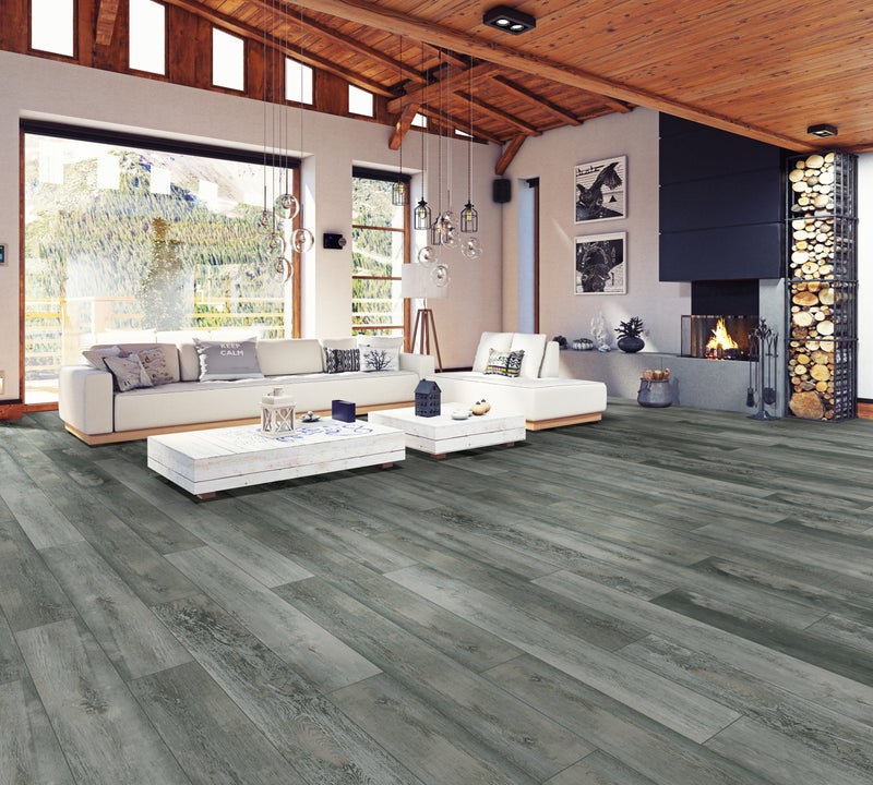 Bluestone flooring in a room