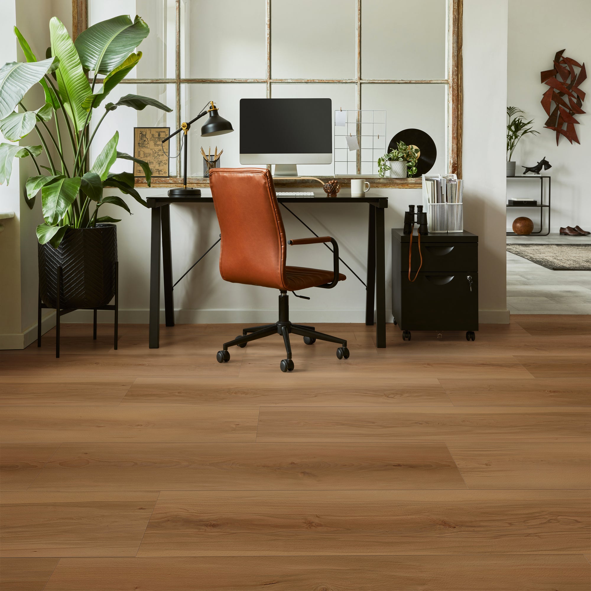 Burnt Sienna flooring, shown in a room