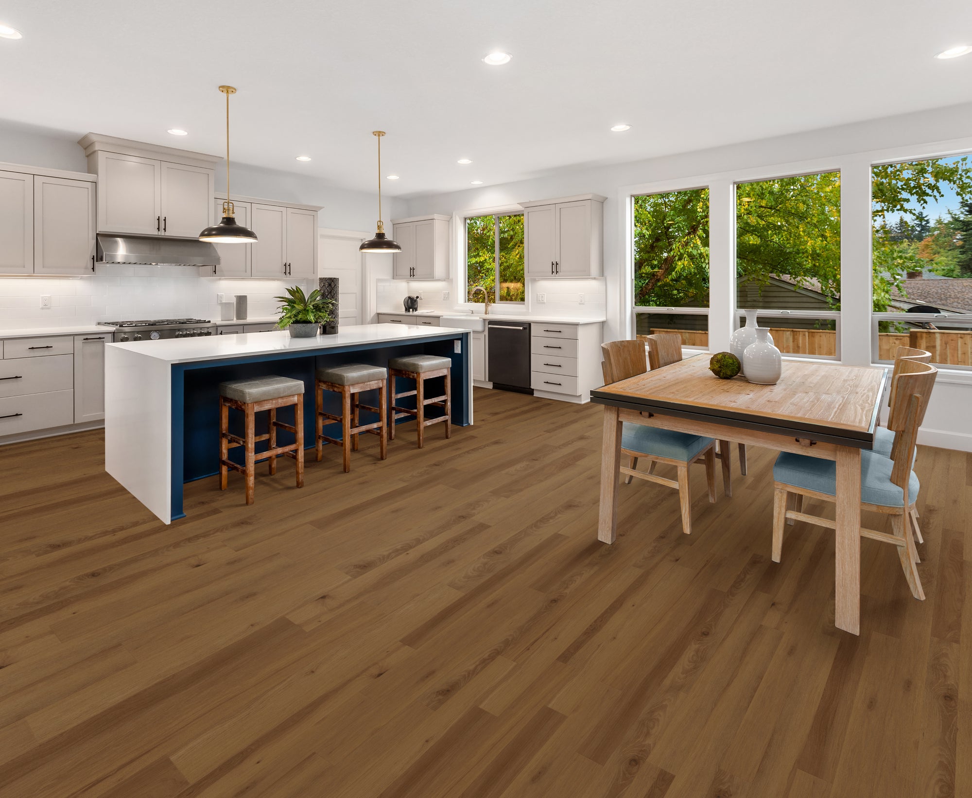 Golden flooring, shown in a room