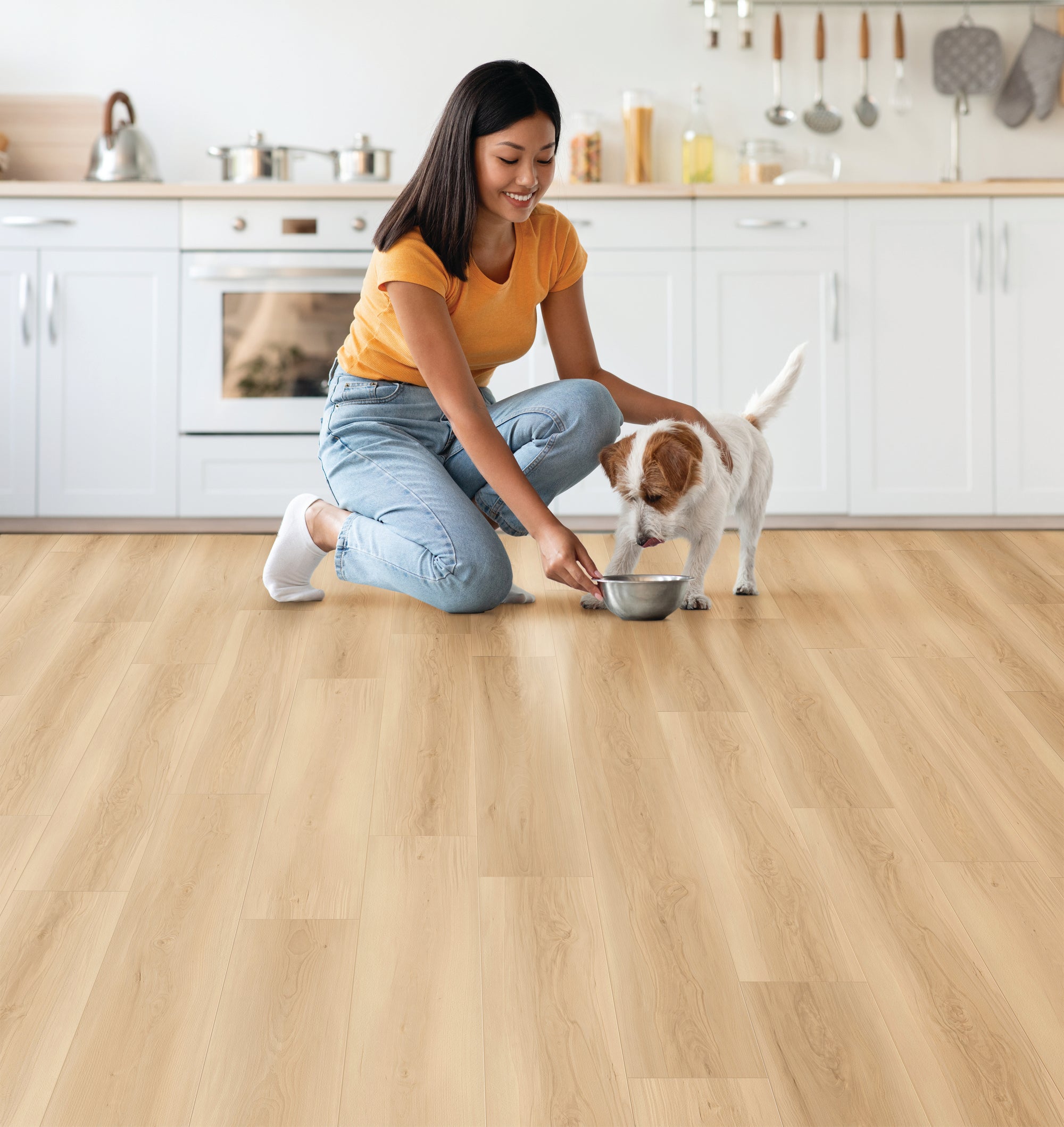 Antique Linen flooring, shown in a room