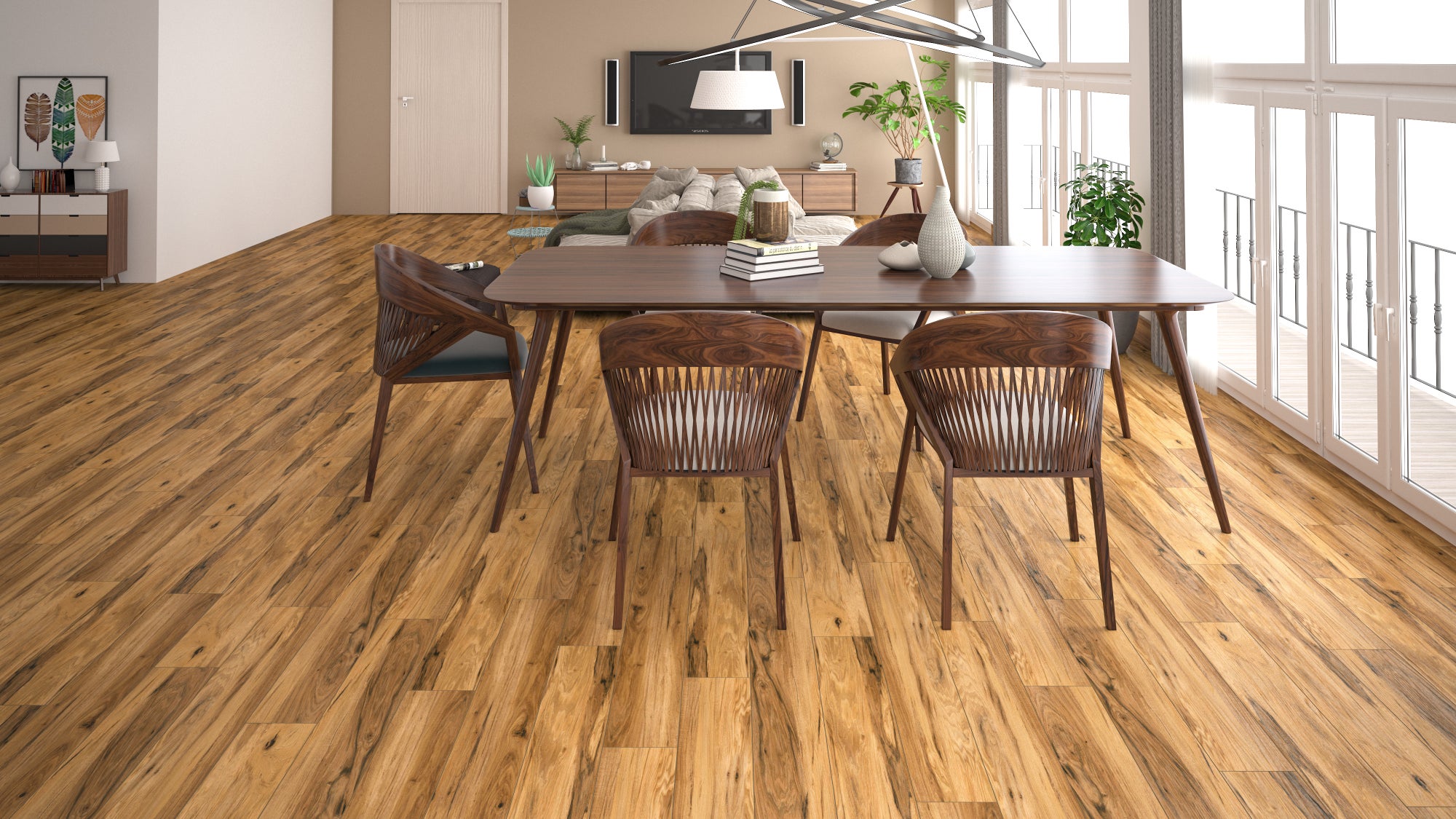 Gunstock flooring, shown in a room