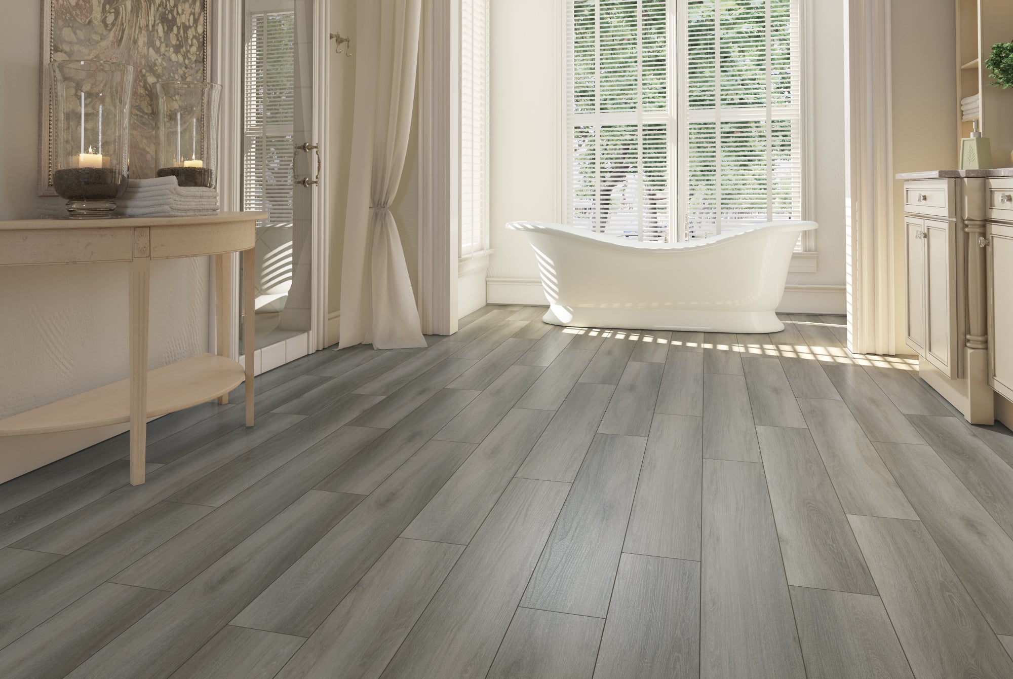 Fossil flooring, shown in a room
