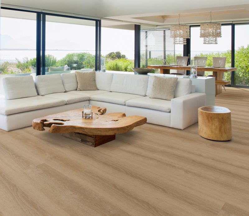 Taupe flooring in a room