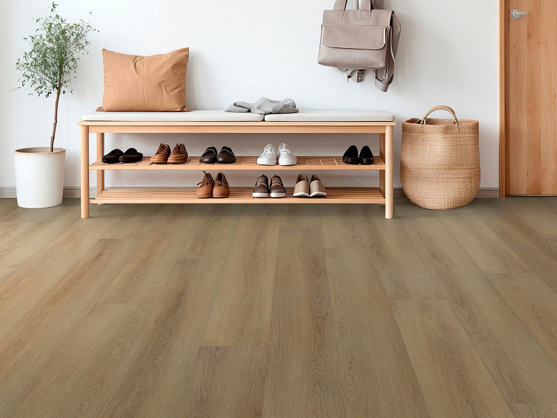 Homespun Brown flooring in a room