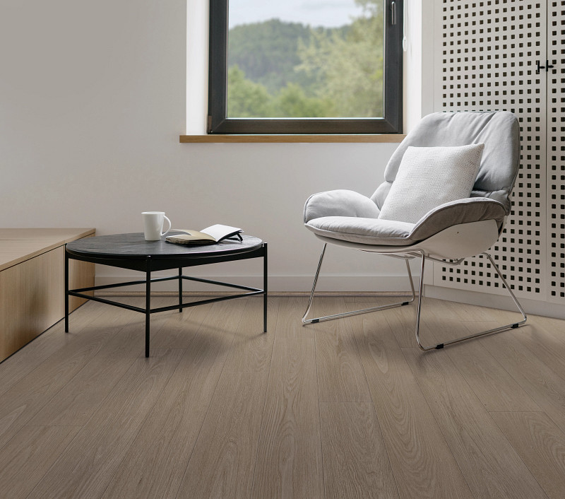 Meditative Oak flooring in a room