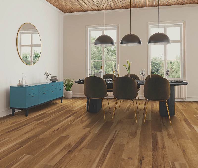 Blended Sienna flooring in a room