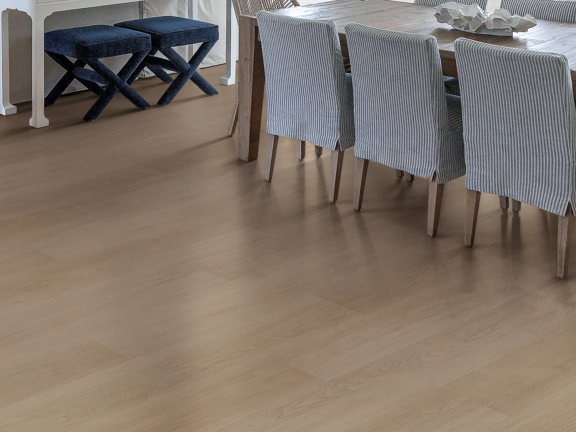 Bentwood Tan flooring, shown in a room