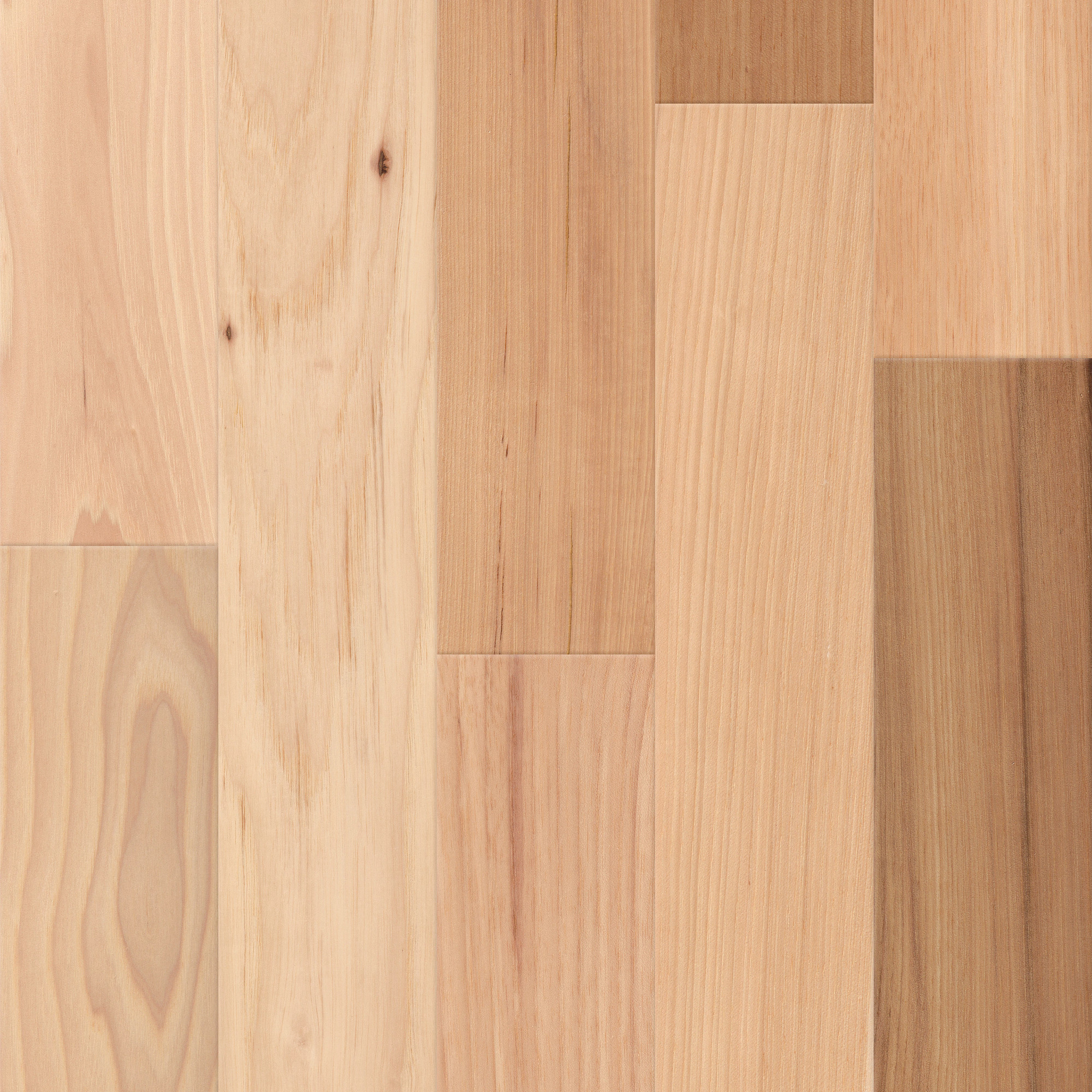 Natural Hickory flooring, shown in a room