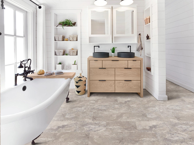 Fossil flooring in a room