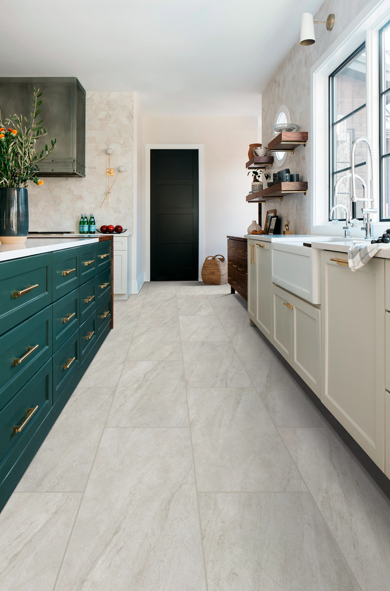 Opal Travertine flooring in a room