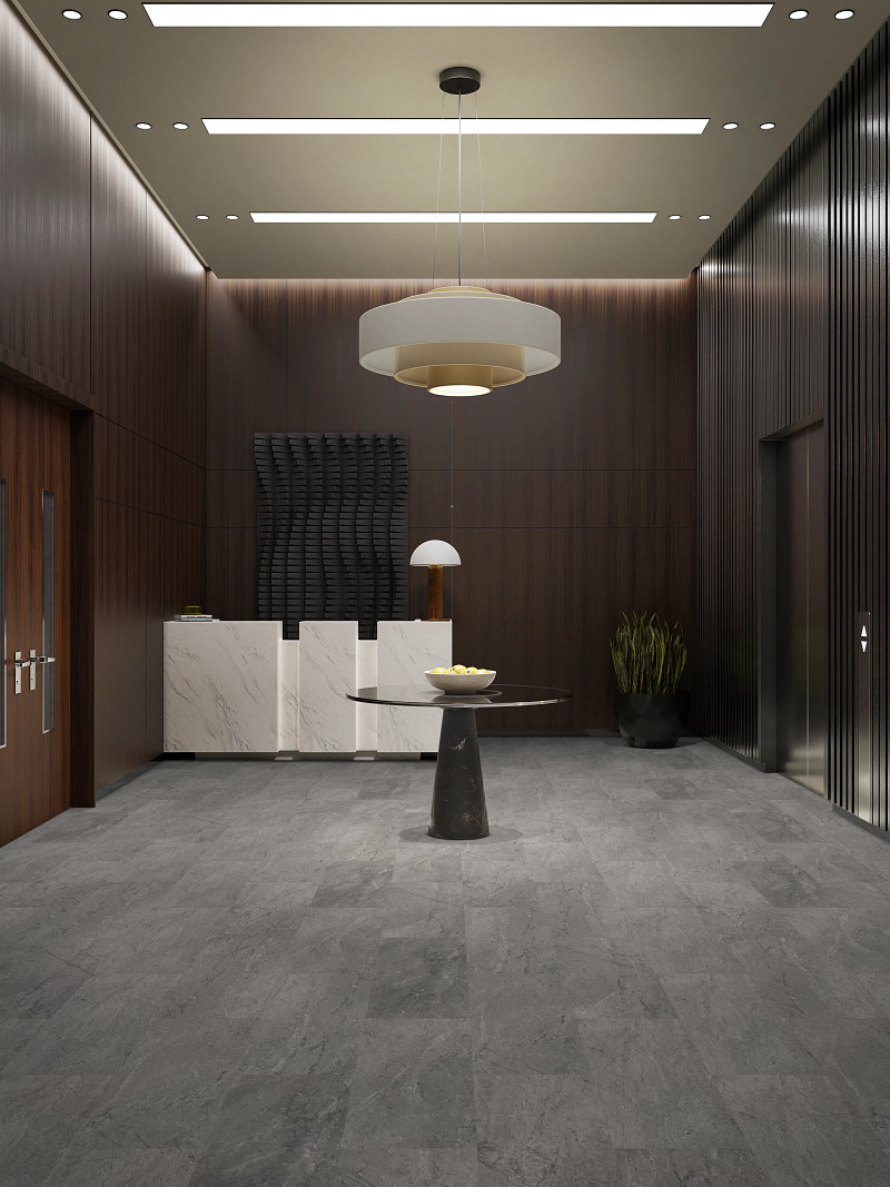 Charcoal Soapstone flooring in a room