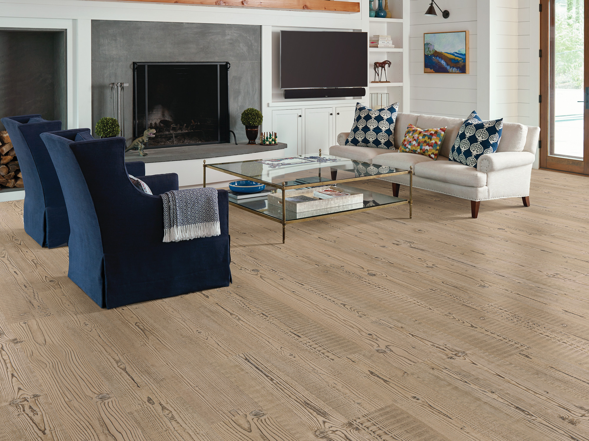 Accent Pine flooring, shown in a room