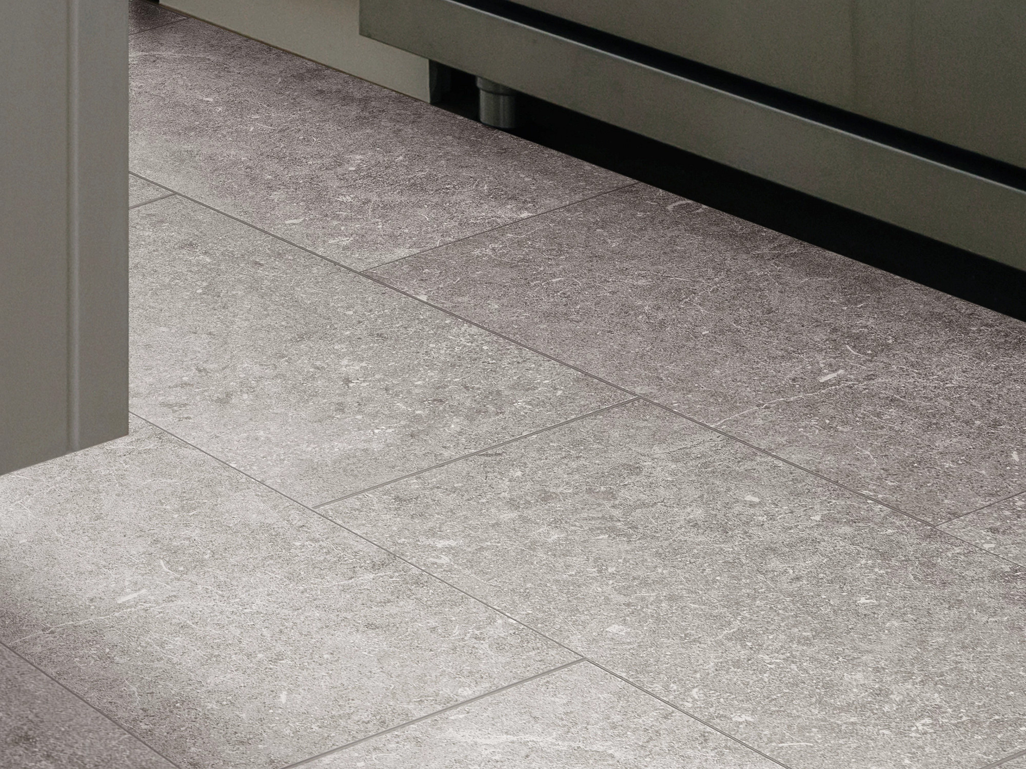 Pewter flooring, shown in a room