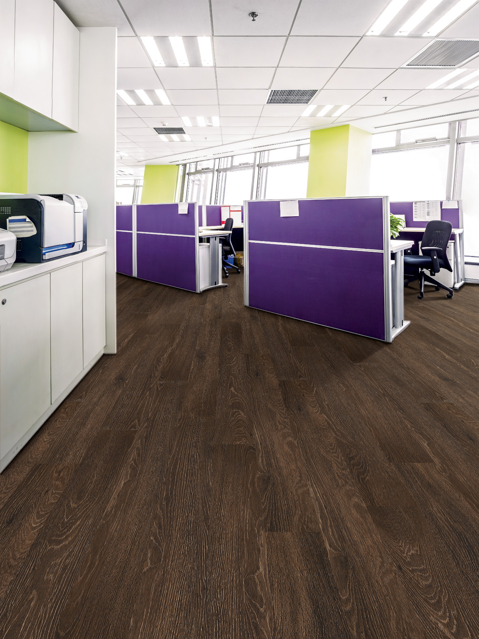 Heath flooring, shown in a room