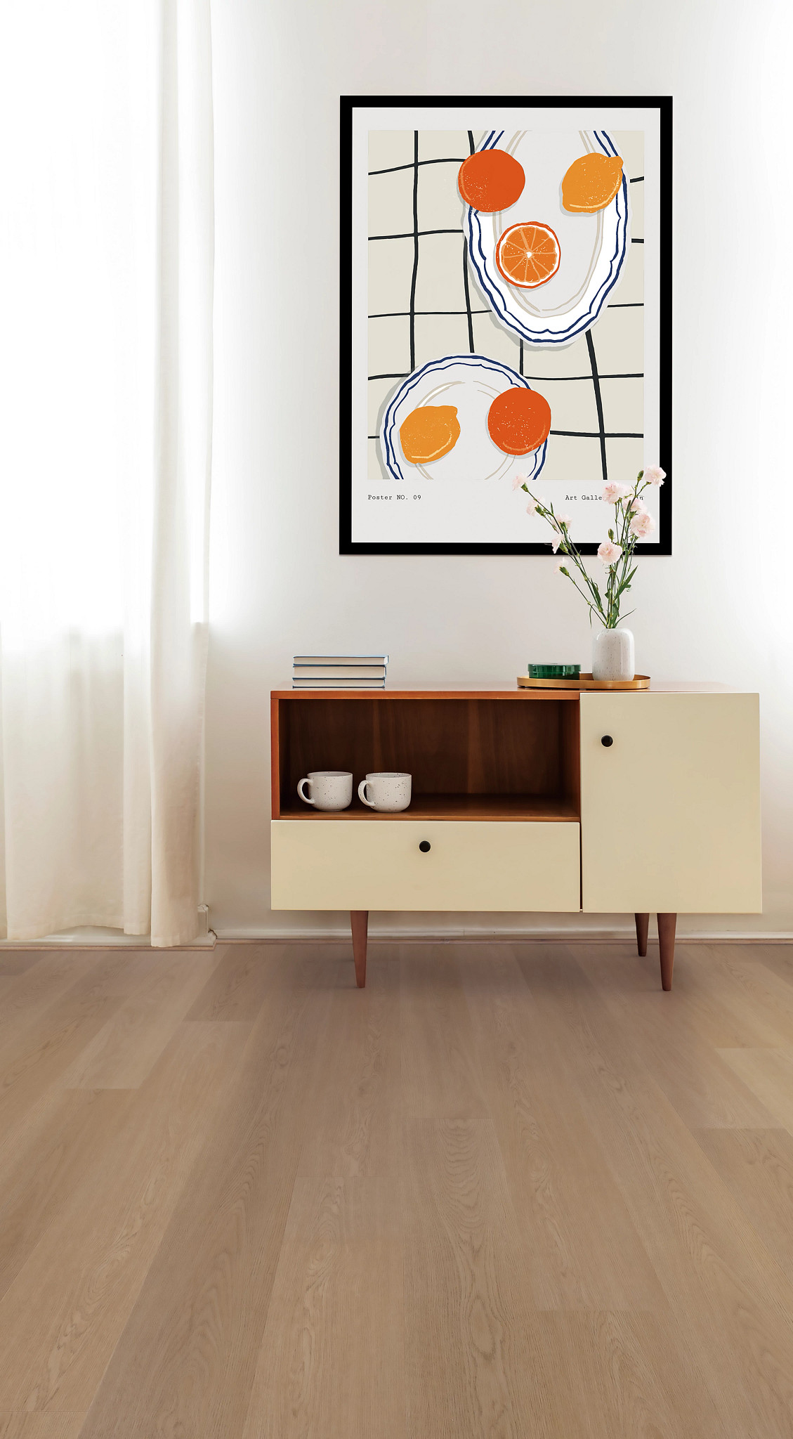 Stockton Oak flooring, shown in a room