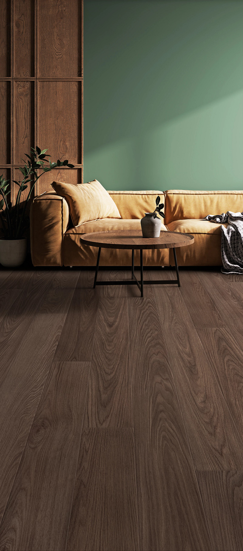 Deep Saddle Walnut flooring in a room