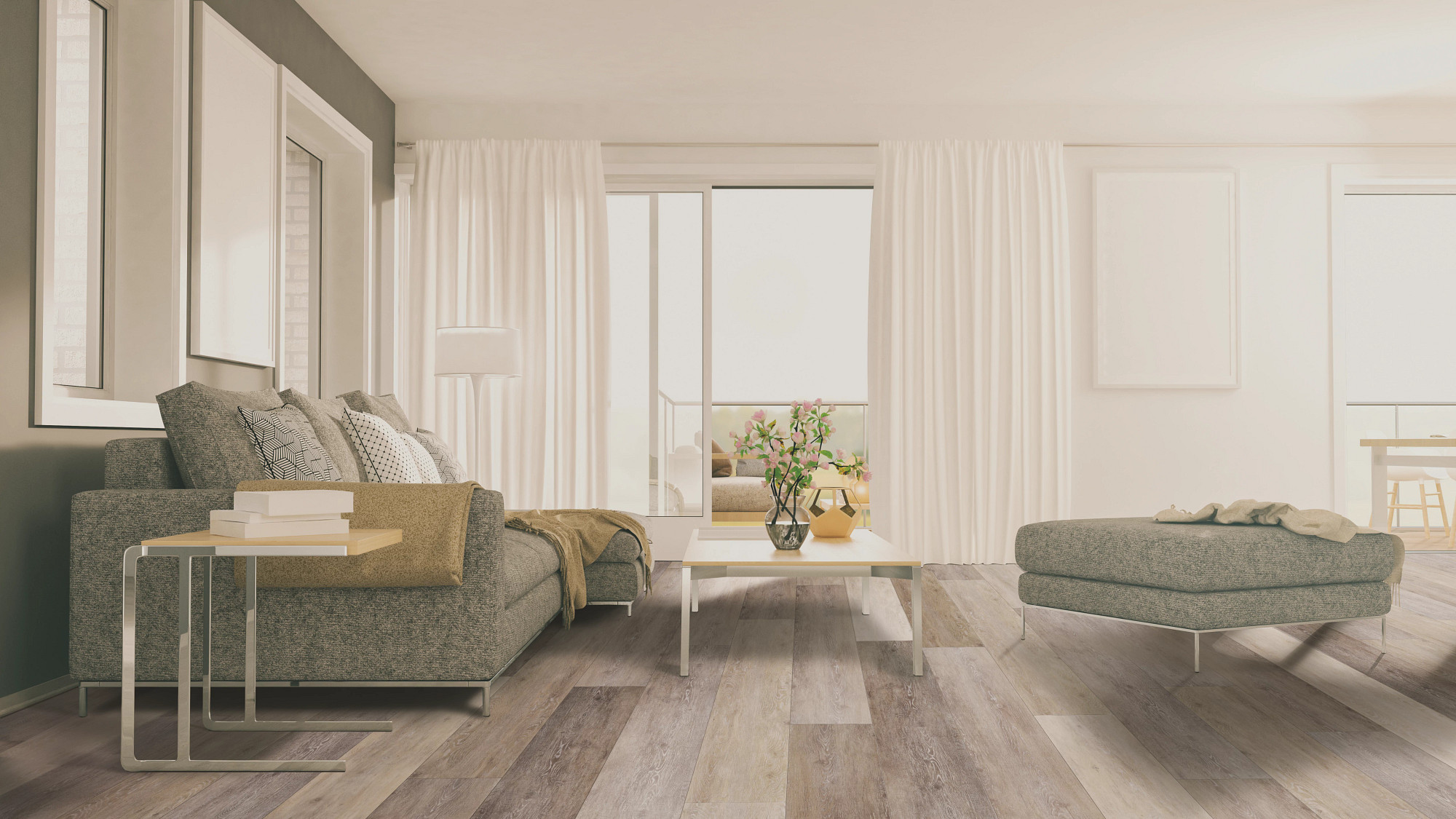 Twilight Oak flooring, shown in a room