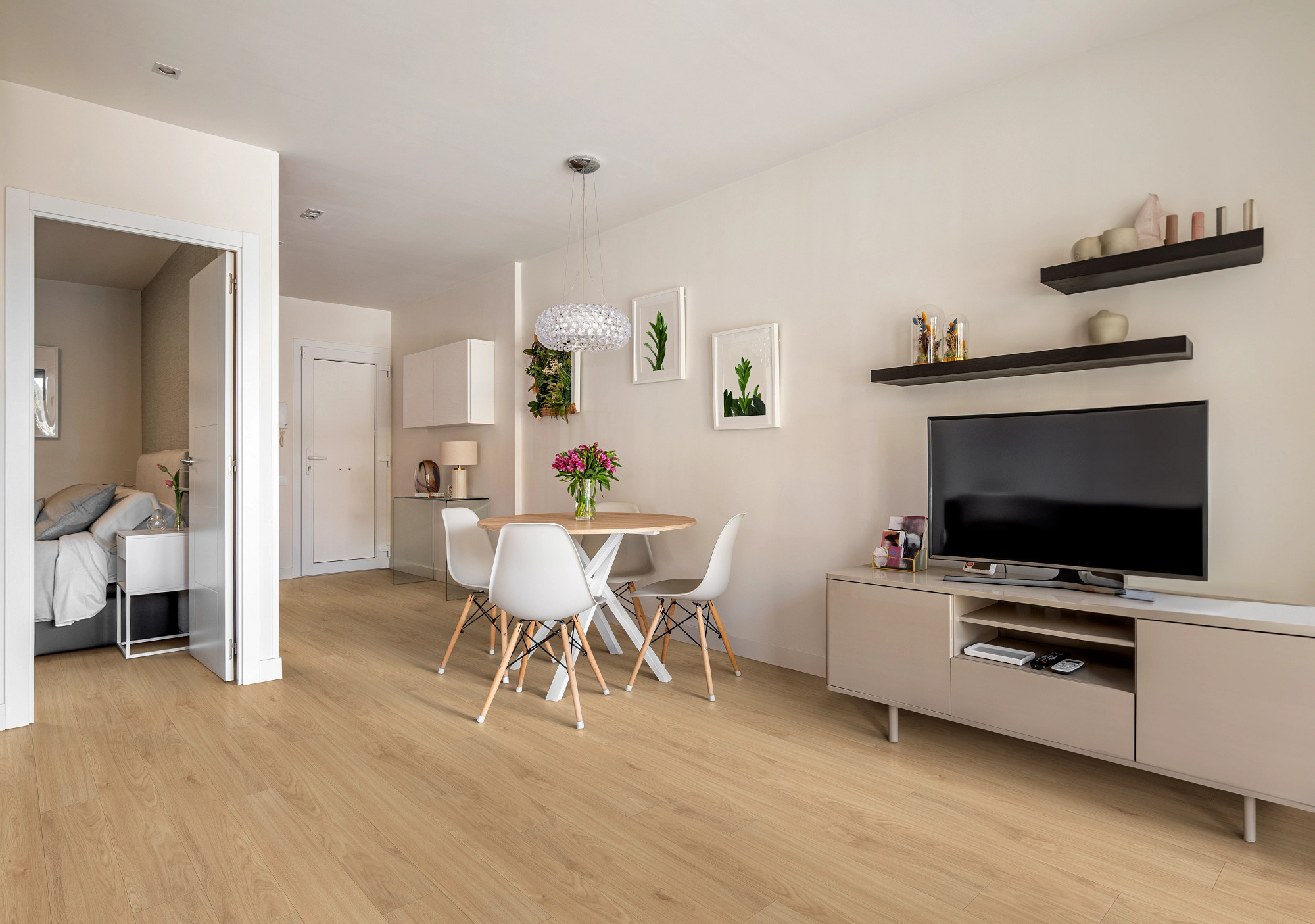 Honeycomb flooring, shown in a room