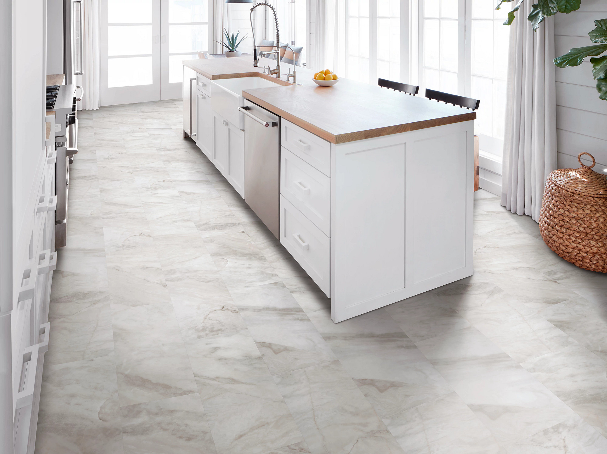 Ivory flooring, shown in a room