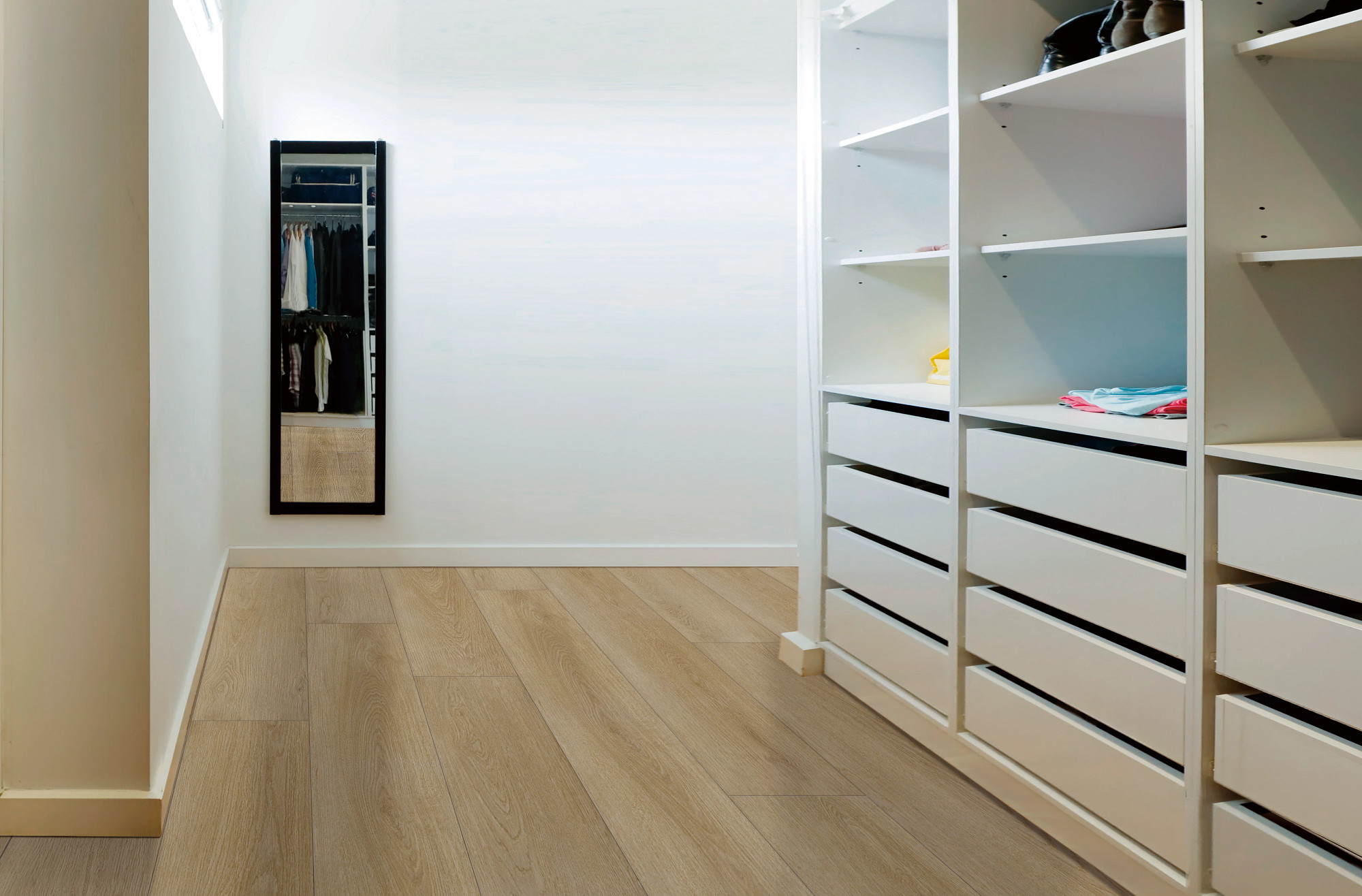 Nutmeg flooring, shown in a room