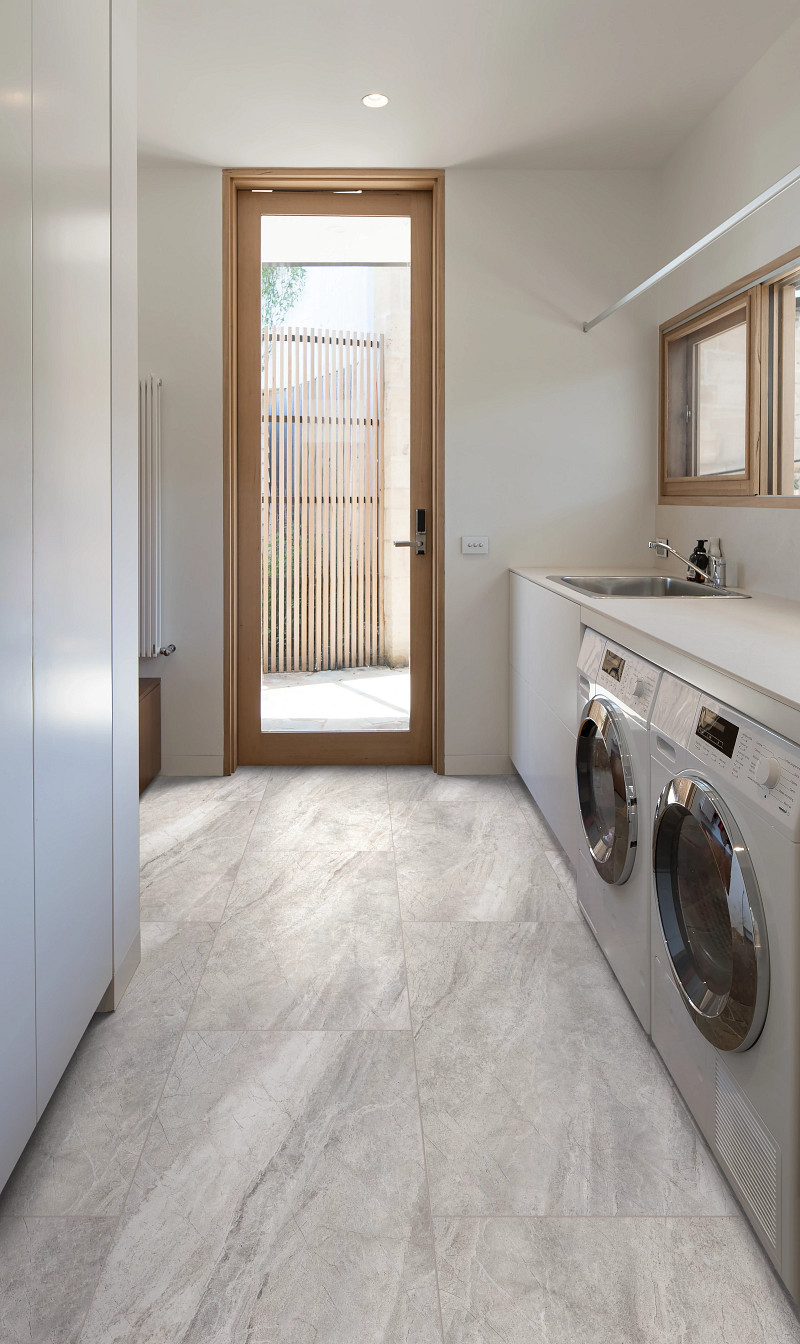 Graphite Travertine flooring in a room