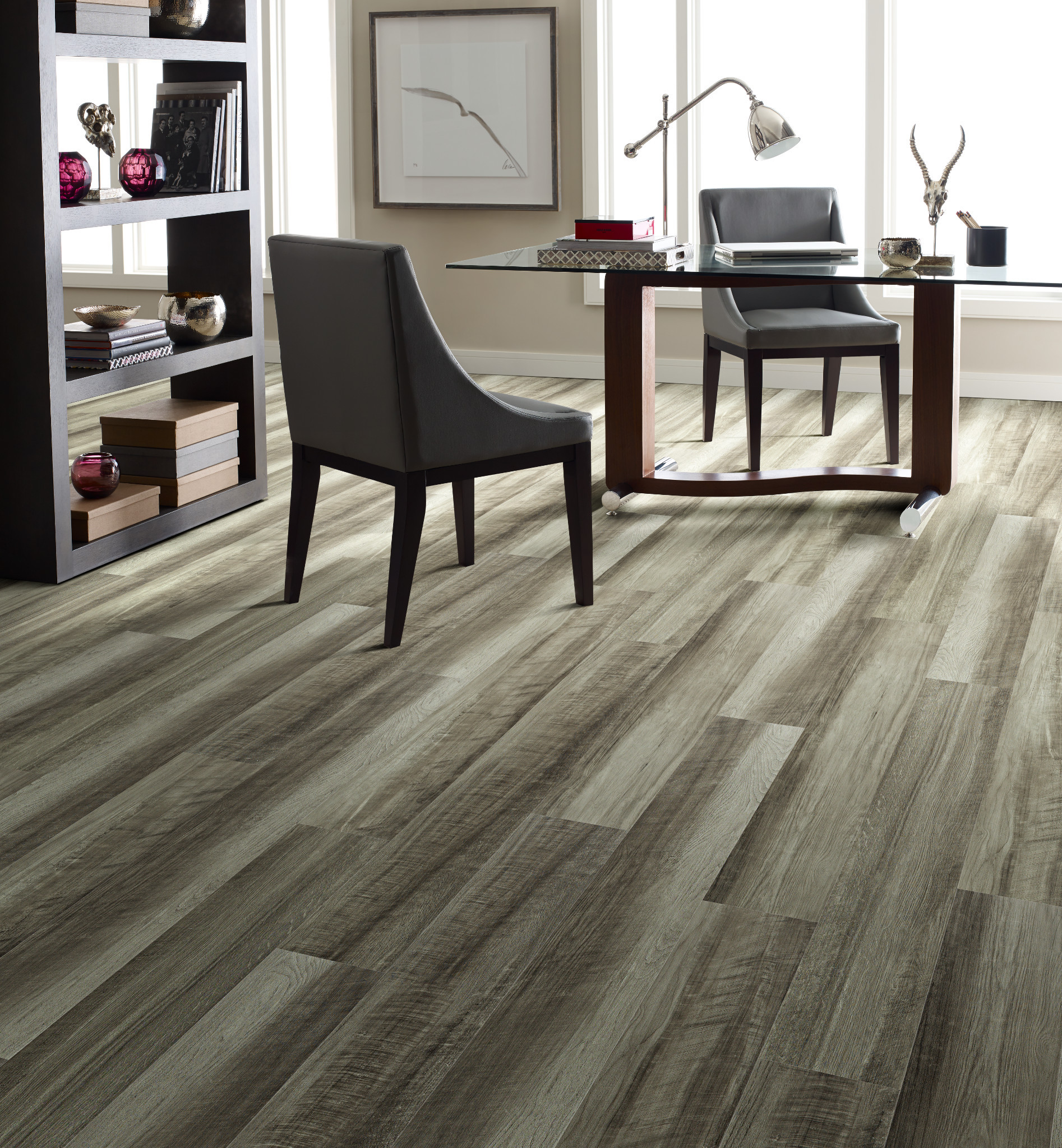Oyster Oak flooring, shown in a room