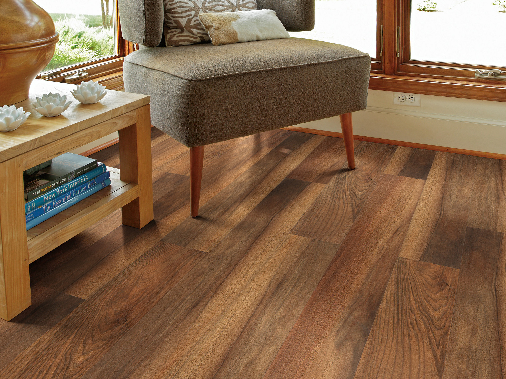 Amber Oak flooring, shown in a room