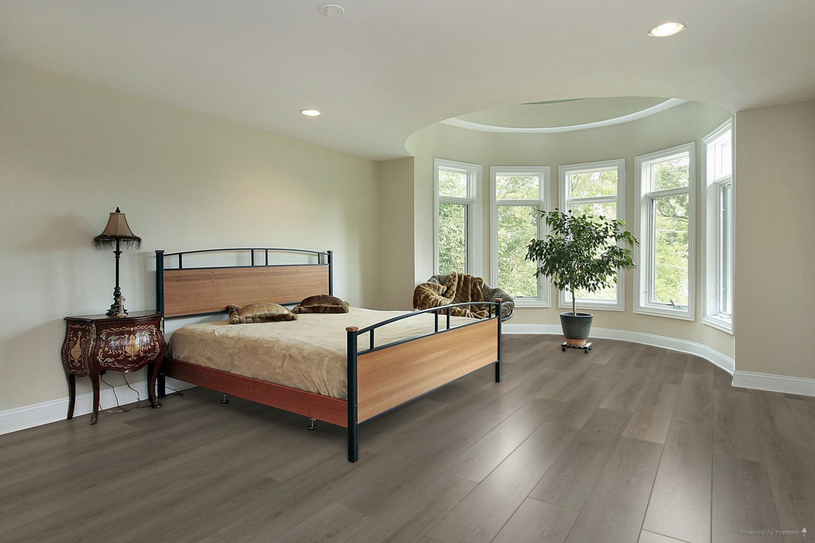 Smokey Oak flooring, shown in a room