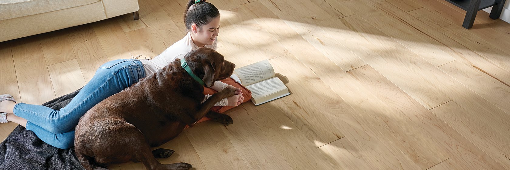 White Maple flooring, shown in a room