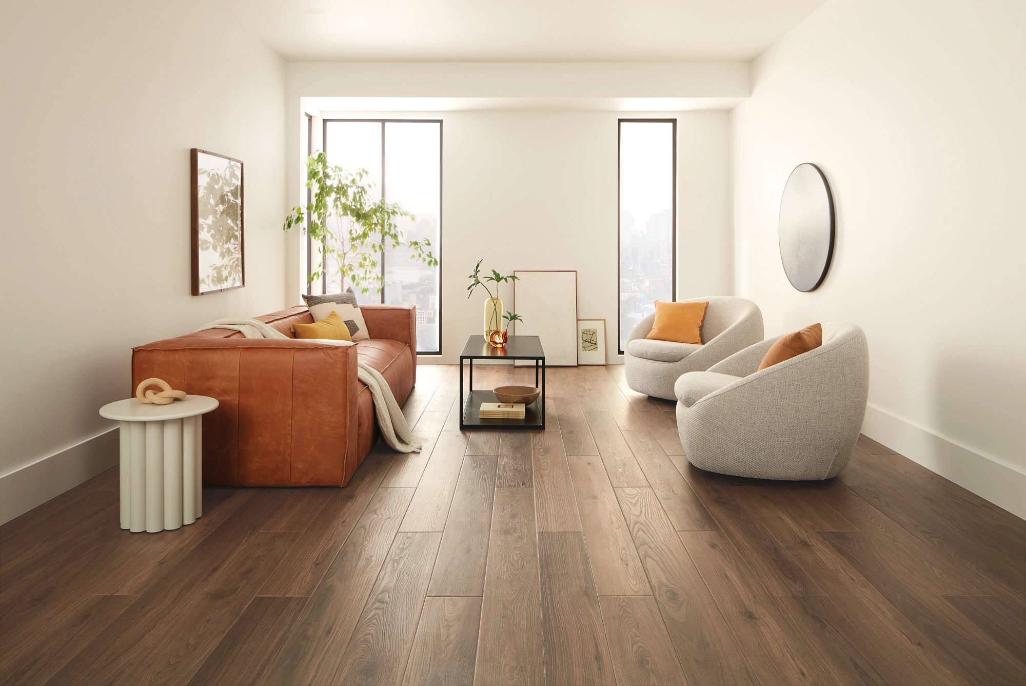 Tyro Walnut flooring, shown in a room