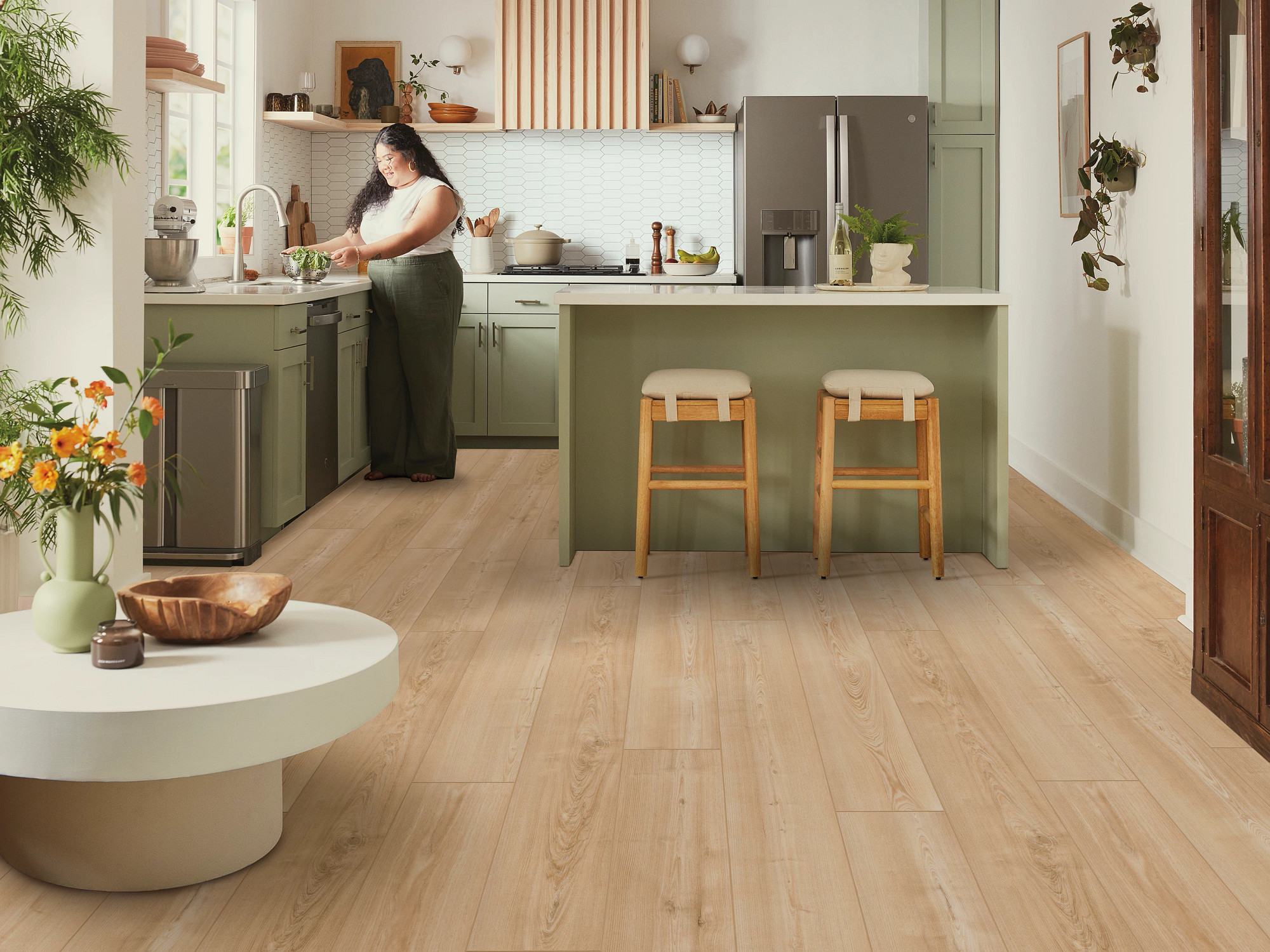 Classic Blonde flooring, shown in a room