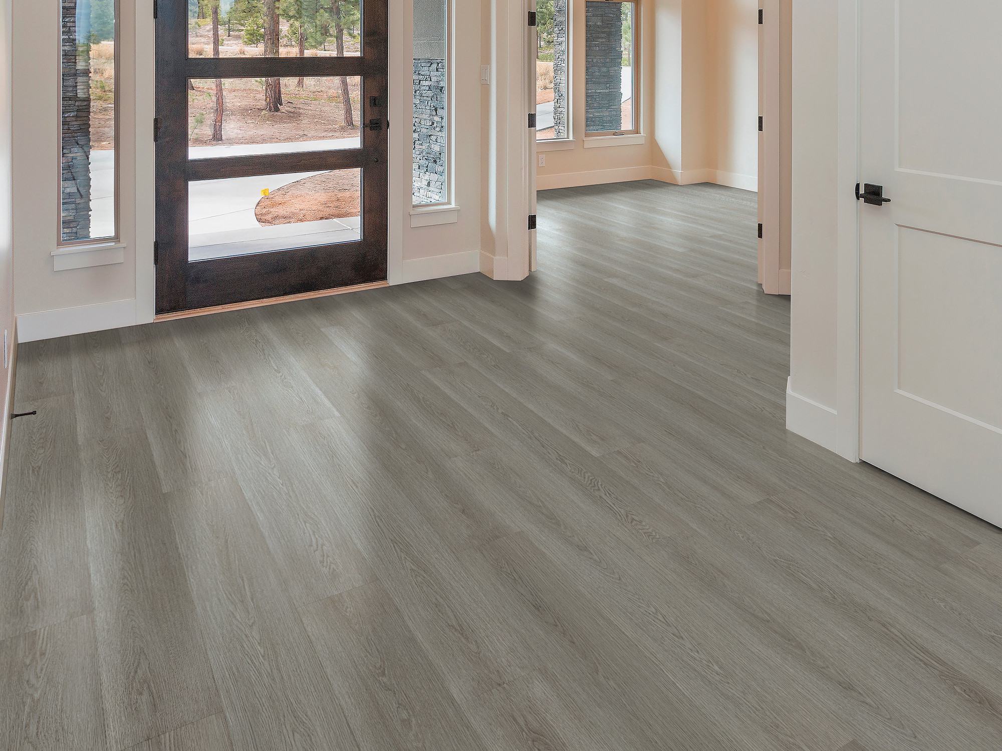Hearthstone Grey flooring, shown in a room