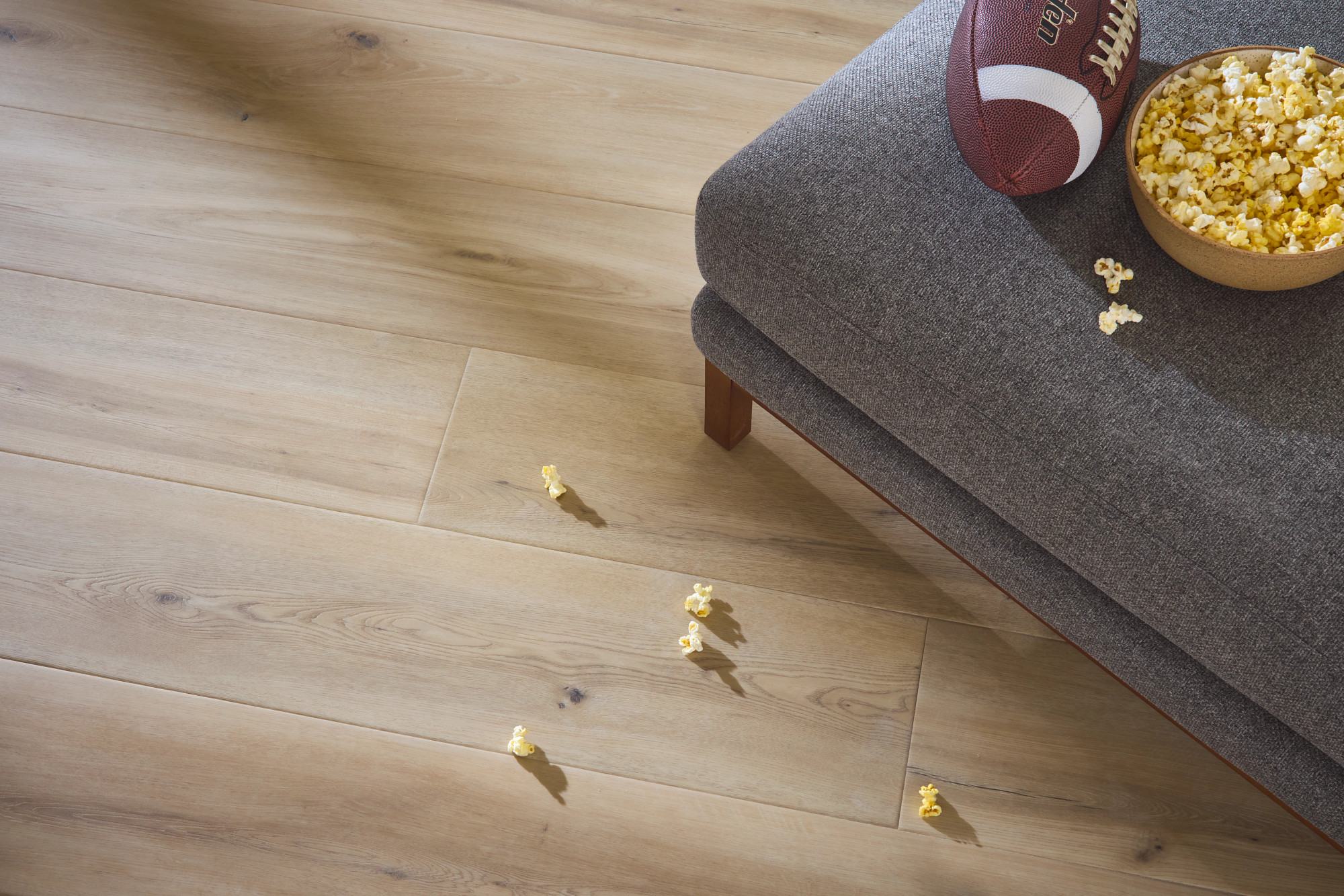 Sea Salt Oak flooring, shown in a room