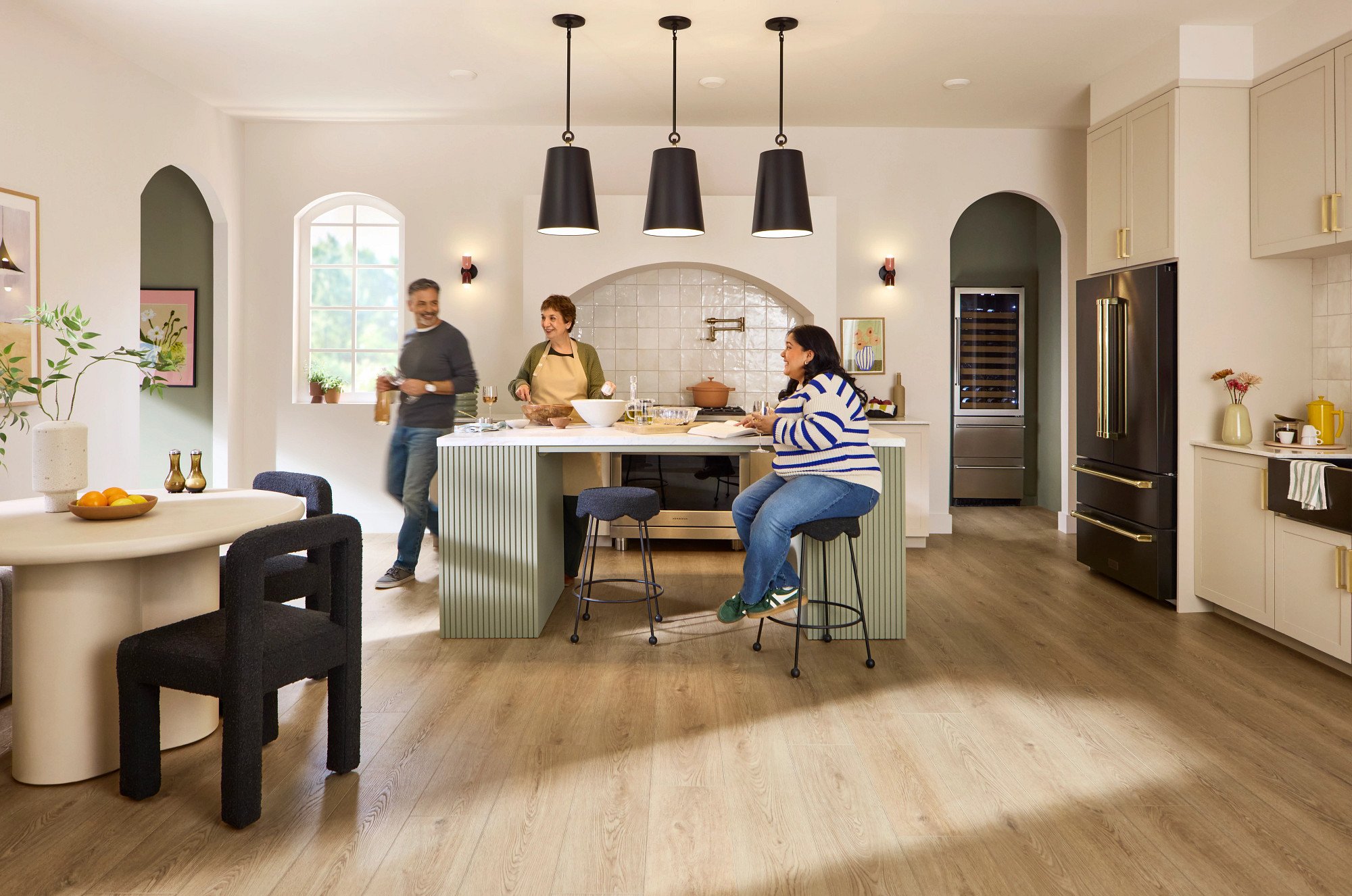 Natural Linen Oak flooring, shown in a room