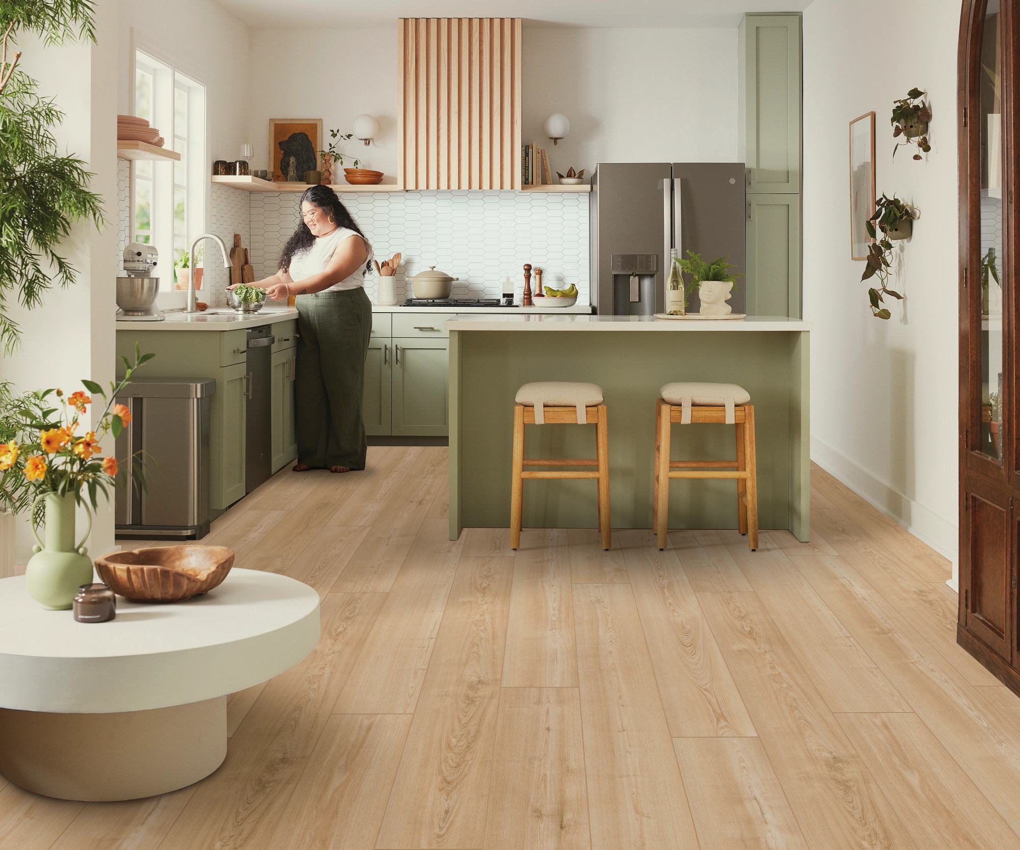 Classic Blonde flooring, shown in a room