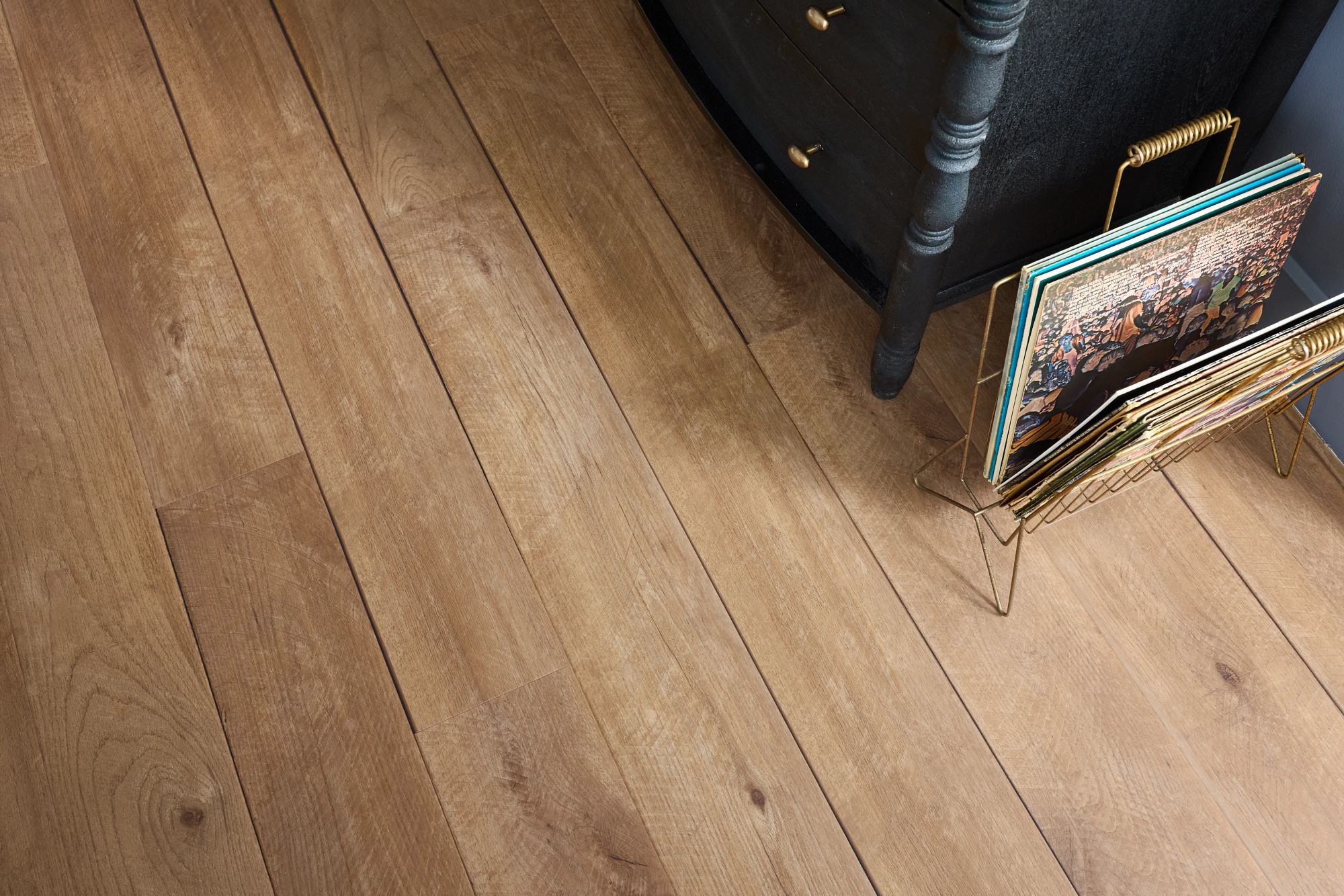 Weathered Oak flooring, shown in a room