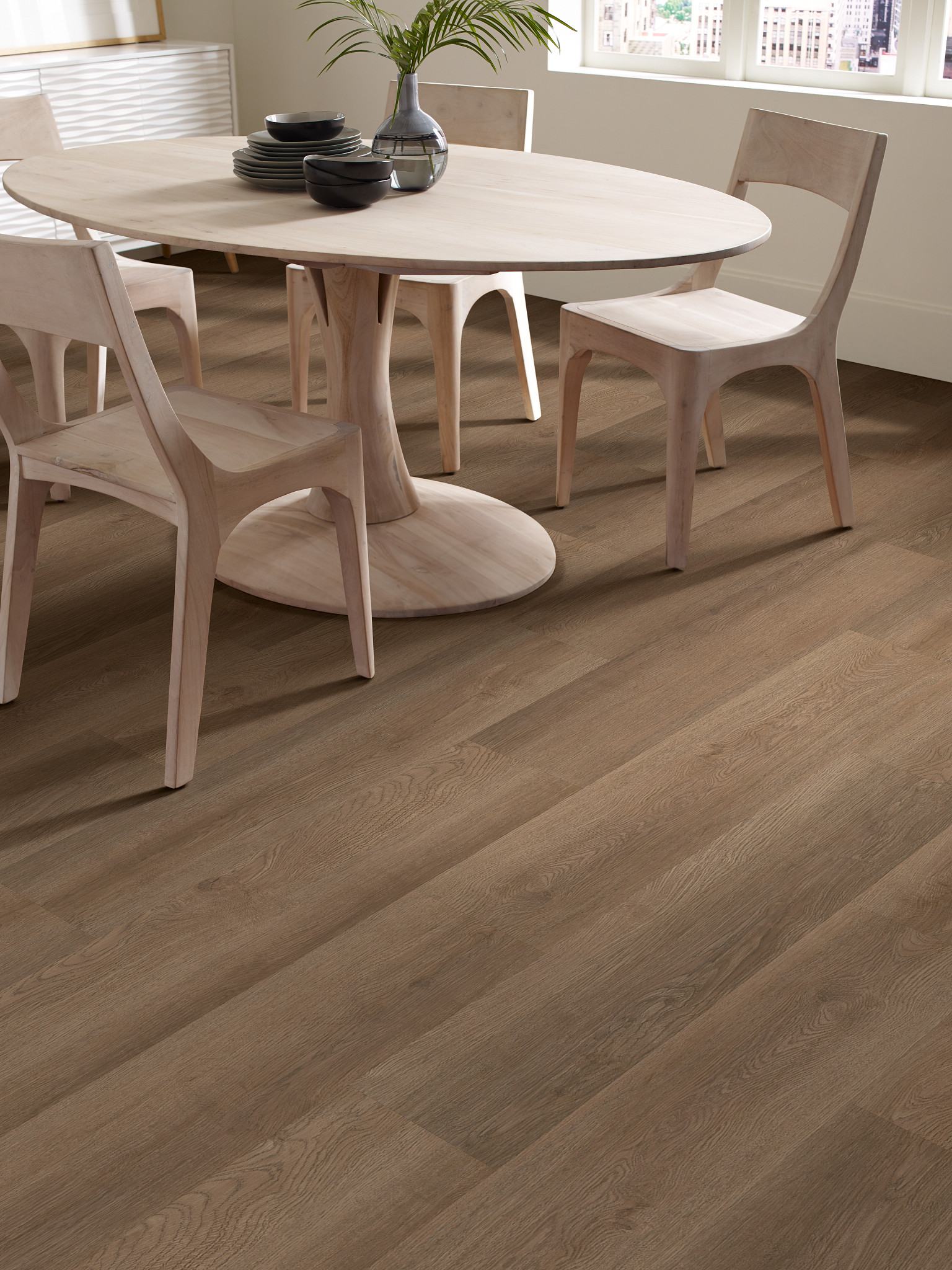 Raw Sienna flooring, shown in a room