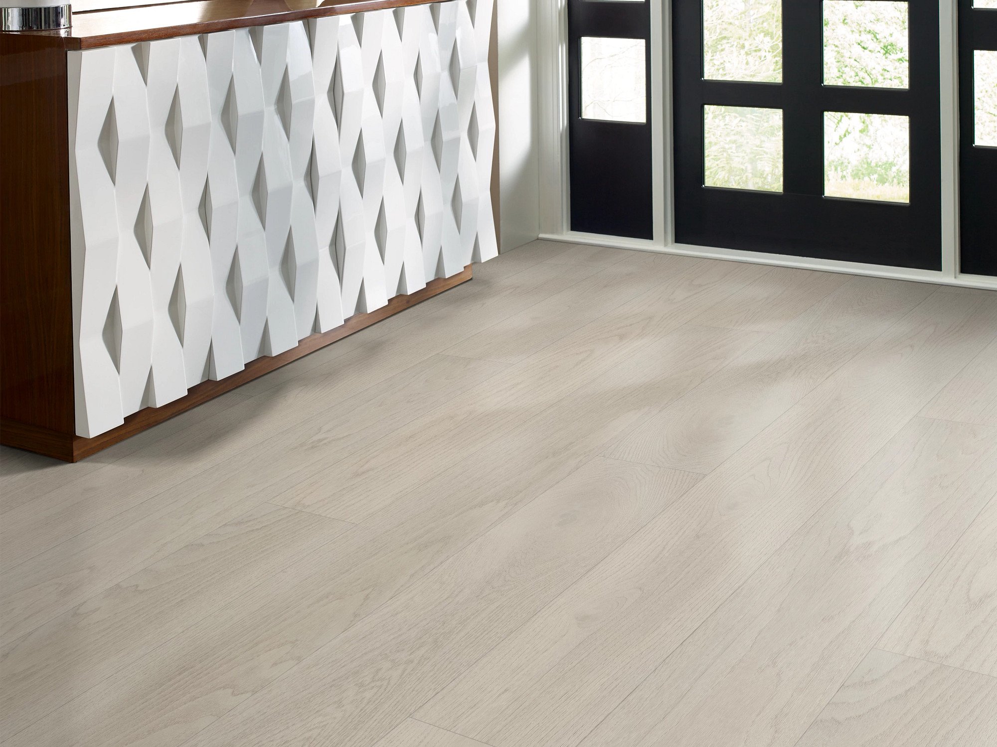Serene Driftwood flooring, shown in a room
