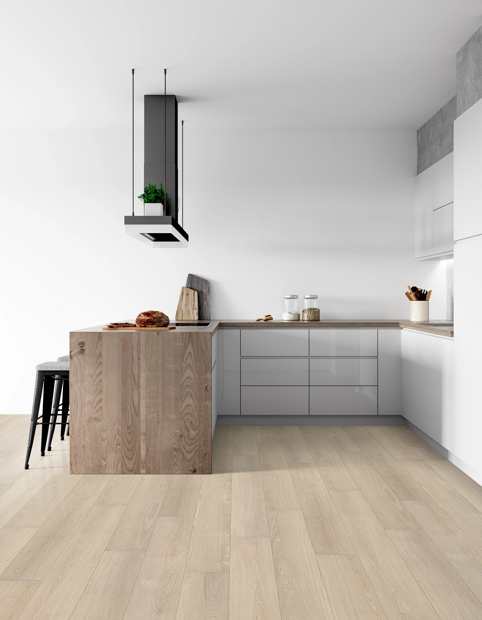 Conch Ash flooring, shown in a room