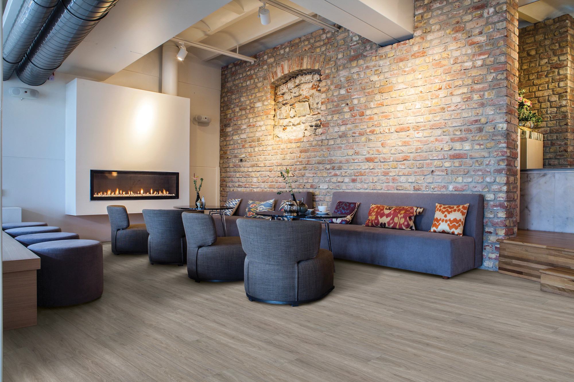 Whittier Oak flooring, shown in a room