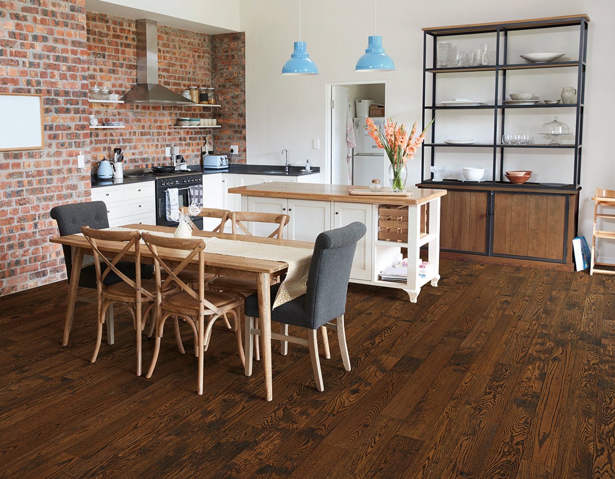 Worn Carriage flooring, shown in a room