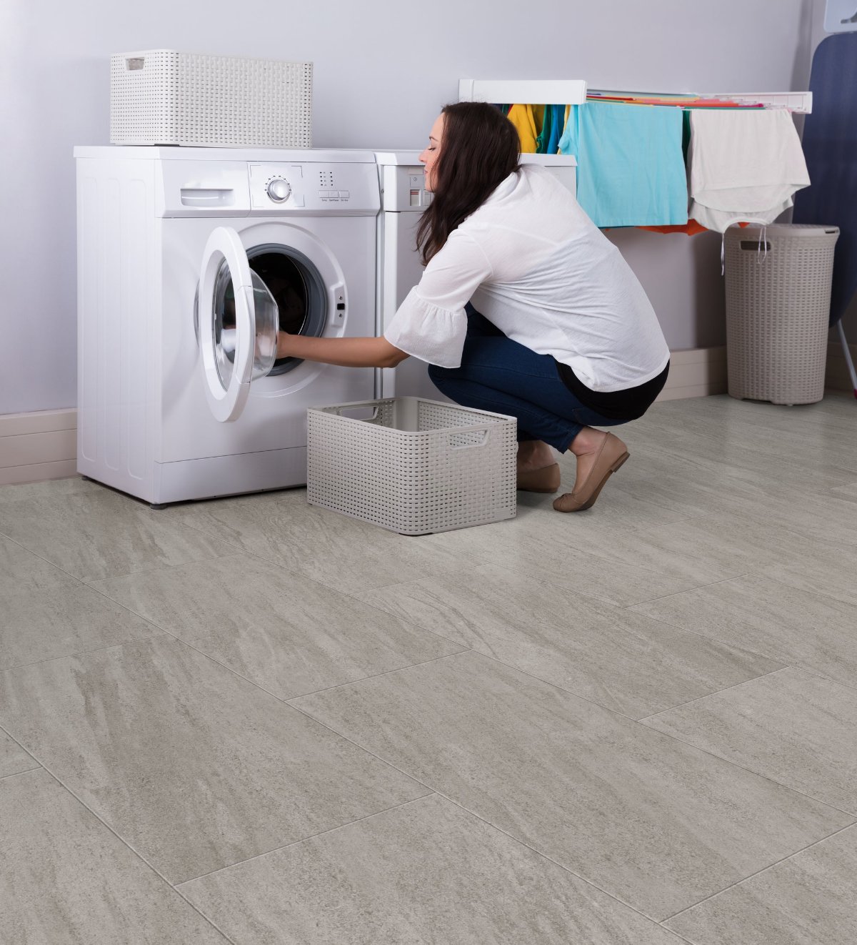 Metal flooring, shown in a room