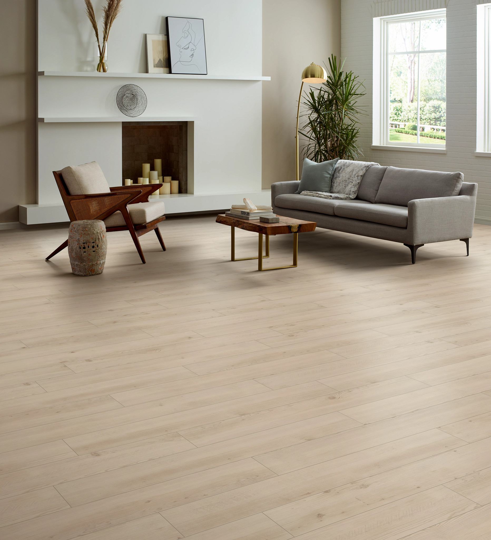Galleria Pine flooring, shown in a room