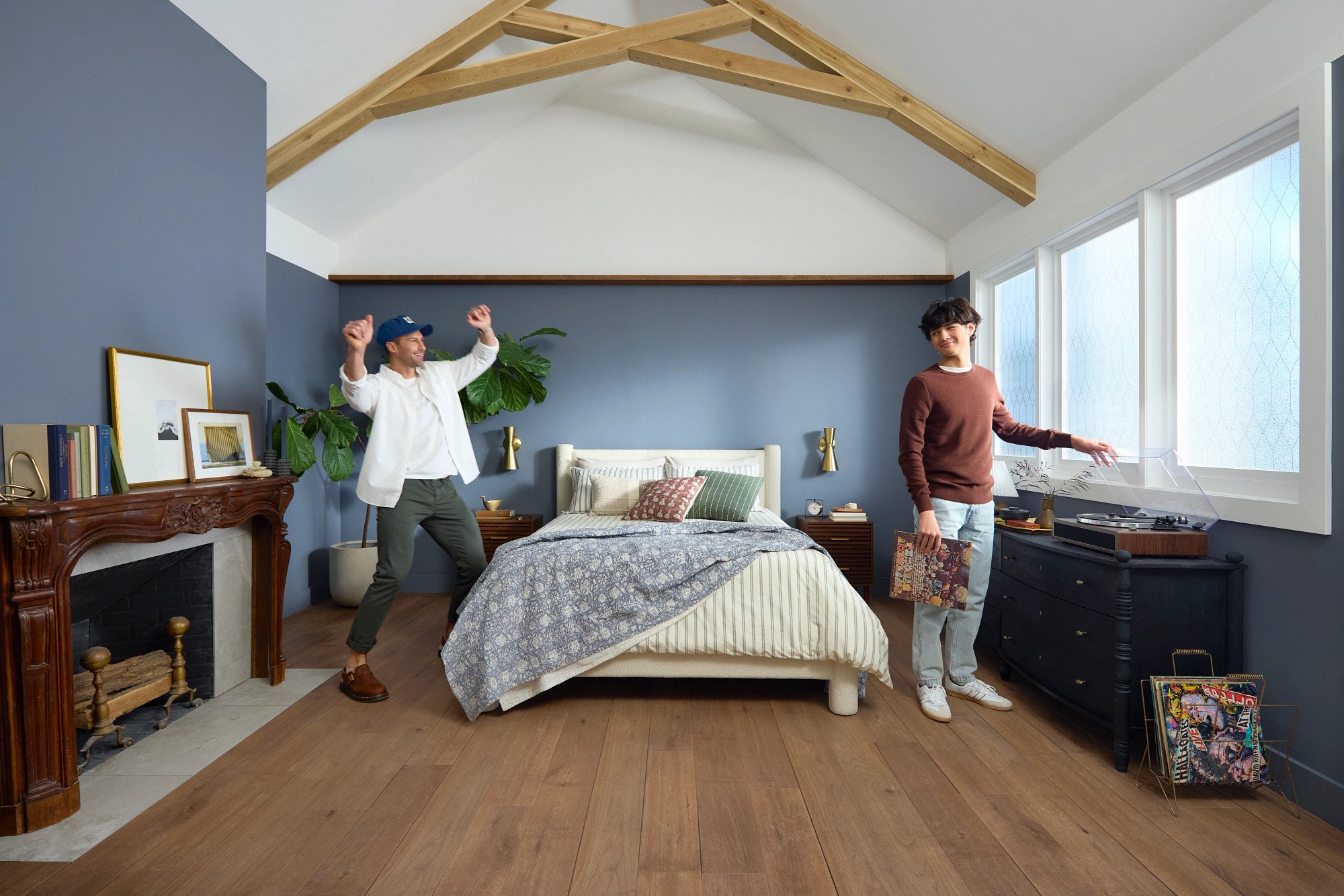 Weathered Oak flooring, shown in a room