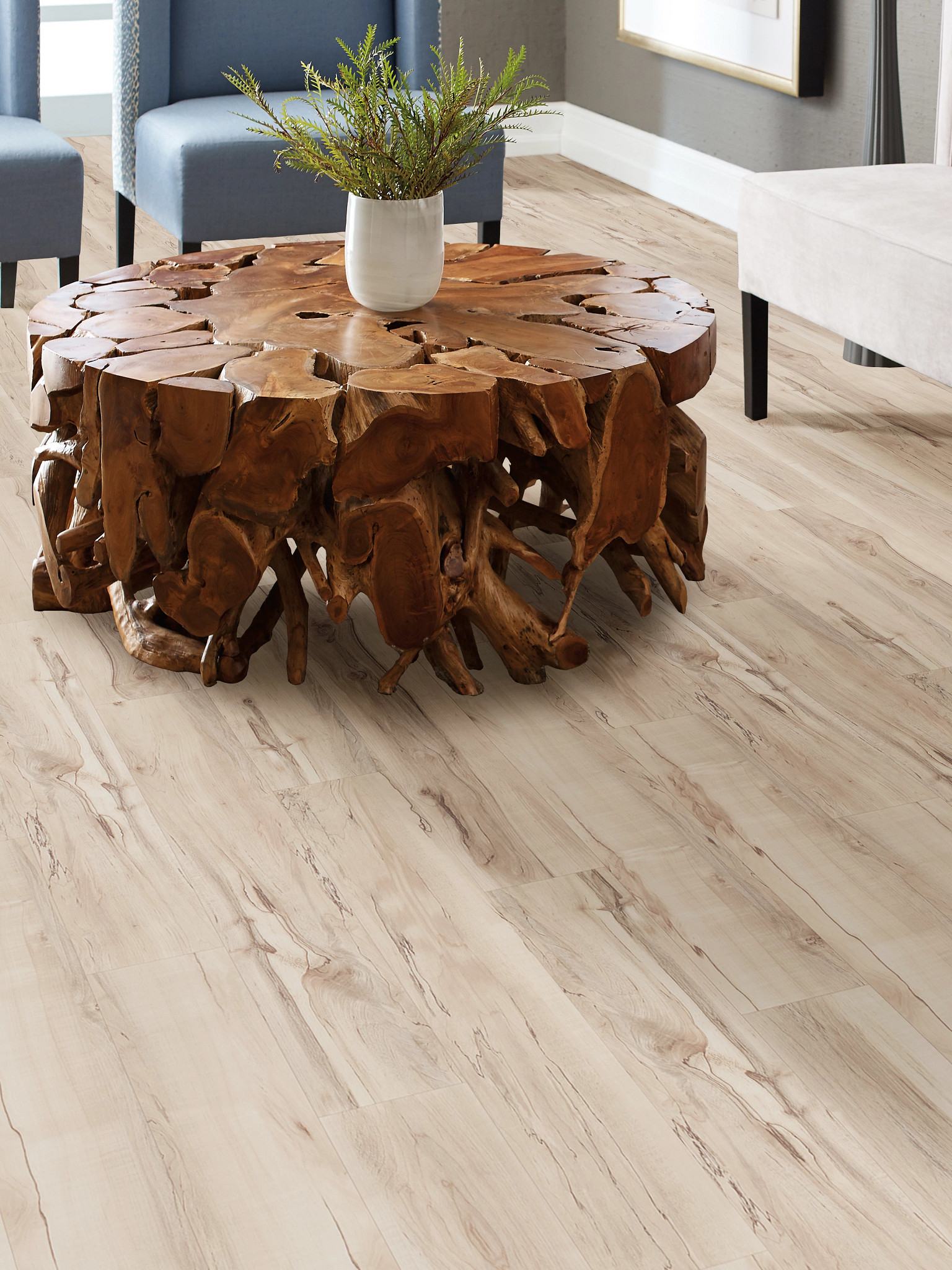 Mineral Maple flooring, shown in a room