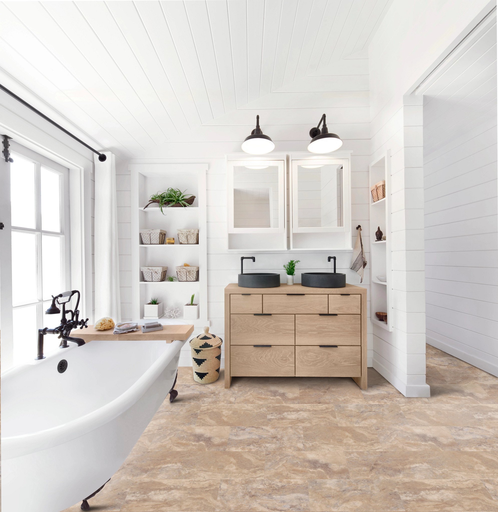 Adobe flooring, shown in a room