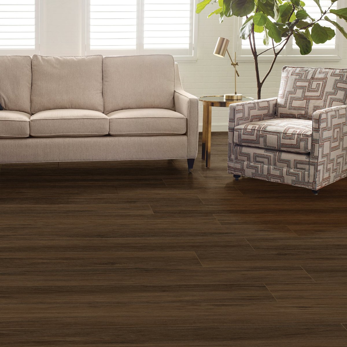 Mahogany flooring, shown in a room